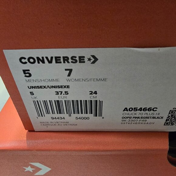 Converse Chuck 70 Plus Hi Oopsi Pink Egret Black Women's Size 7 Sneaker NEW - Picture 10 of 10